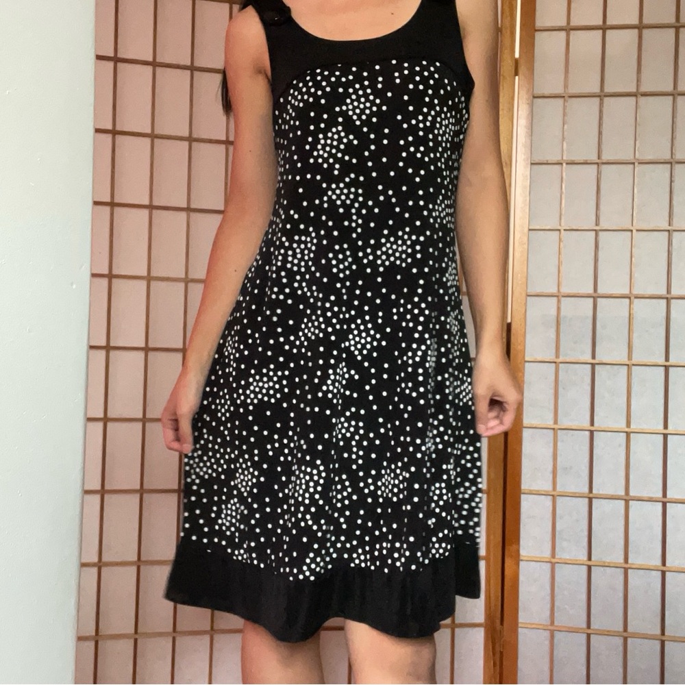 Jessica Polka Dot Black & White 60s Style Mod Midi Dress - Picture 2 of 13